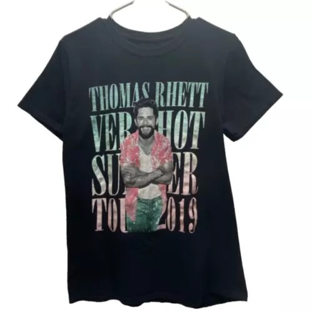 Thomas Rhett Concert T-Shirt Medium Black Graphic Logo‎ Hot Summer Tour 2019 EUC